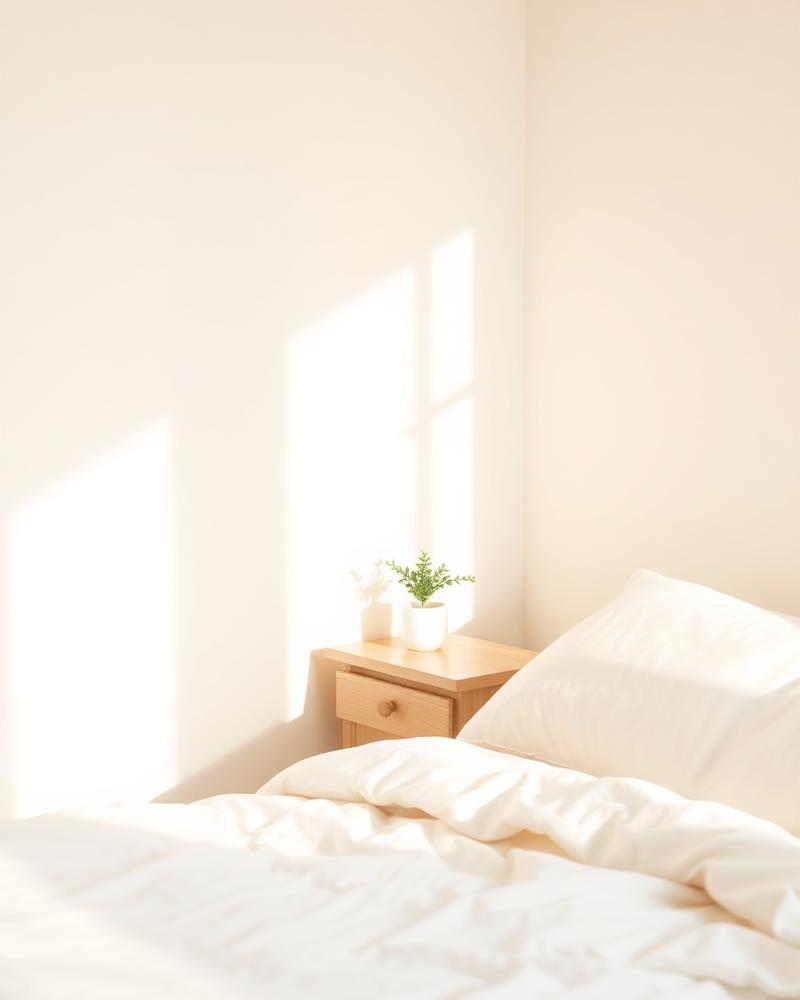 Chambre claire et paisible baignée de lumière naturelle au petit matin